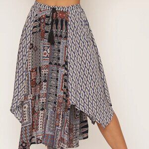 Hemline Boho Midi Skirt
